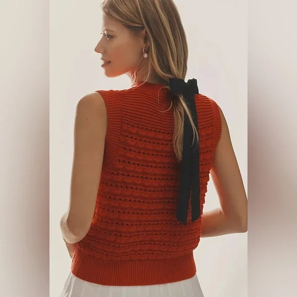 Damson Madder Aggie Knitted Tank in Red UK 10 / US 6 - Picture 3 of 15